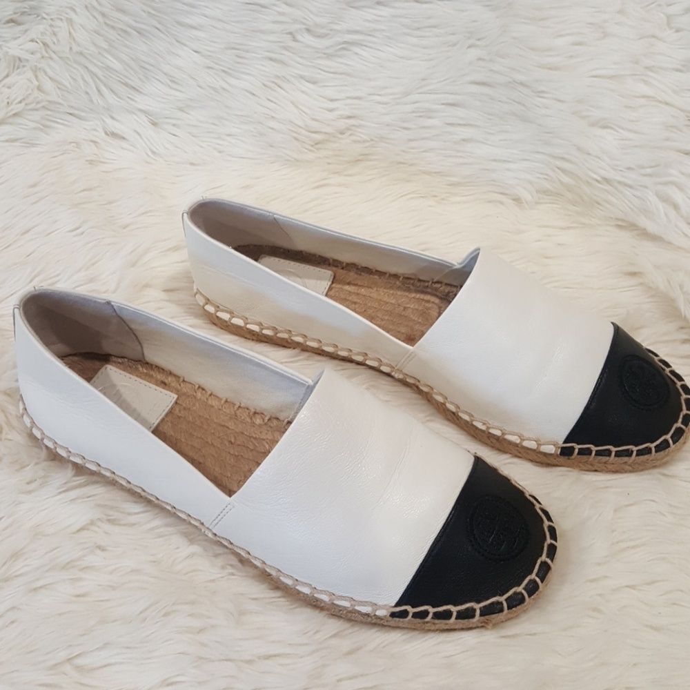 Tory Burch Leather Color Block Leather Espadrille